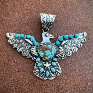 Navajo Thunderbird Pendant Sterling silver Native American Jewelry 925 turquoise